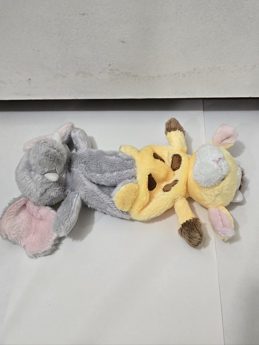 Convertible Plush Bunny and Giraffe Soft Toy - Gray & Yellow